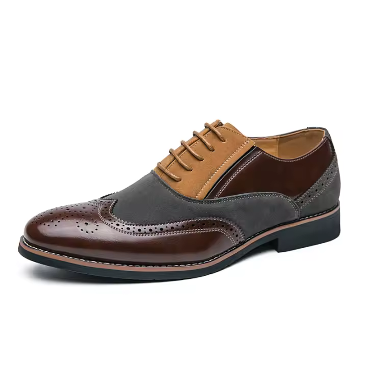Zapatos De Negocios De Moda Para Hombre En Cuero Con Punto Y Lazo Zapatos De Boda Con Diseño De Brock Zapatos Casuales Transversales Para Adultos - 1