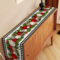 Corredor De Mesa De Navidad En Lino Negro Y Blanco Con Cuadros De Buffalo Feliz Navidad Decoración De Invierno Para La Casa - details 0