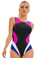 Nueva Deportiva 2024 Monokini De Dos Piezas Para Mujer Talla Grande Colorido Patchwork Traje De Baño Profesional Para Natación Y Surf 3XL - details 8