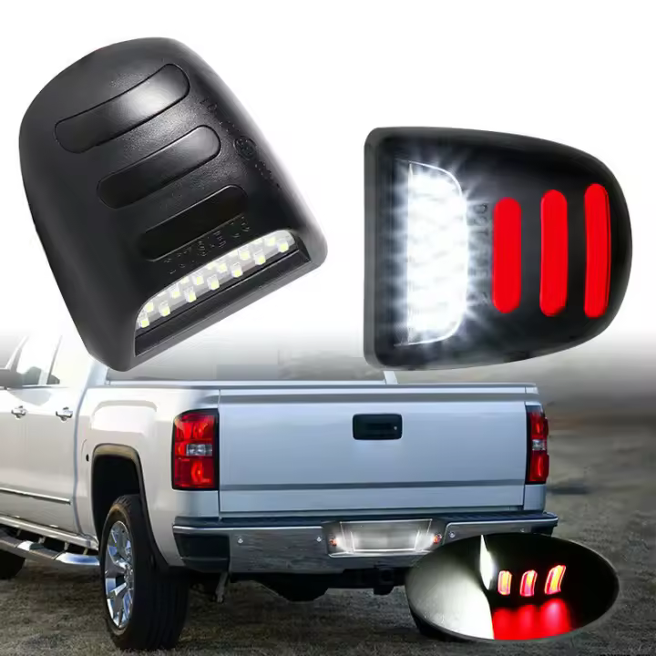 Luz De Placa De Licencia LED Roja DRL Tubo Para Chevy Silverado GMC Sierra 1500 2500 Pieza De Luz De Freno Trasero - 1