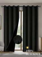Cortinas Negras Con Acabado Aislante Y Cubierta Para Sala De Estar Dormitorio Cocina Decoración De Hogar Moderno - details 10