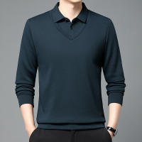 Camisa Polo Casual Para Hombres De Color Sólido Con Bloqueado Cómodo Para Todas Las Estaciones Versátil Top Antigüedad Doble - details 11