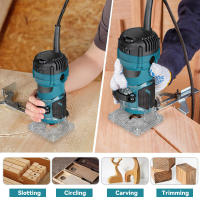 Máquina cortadora eléctrica de 800W, 6 velocidades, 34000rpm, fresado de carpintería, grabado, enrutador de borde de madera manual, recortador, herramientas eléctricas DIY para el hogar - details 4
