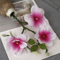 Rama De Flor Magnolia Abierta De Lujo Con 3 Cabezas Para Bodas Blancas Y Decoración Del Hogar Flores Artificiales De Seda - details 2