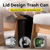 Cesta De Basura De Baño 10L Con Tapa De Presión Ecológica Para Toilette Dormitorio Sala De Estar - Recipiente De Desperdicios De Plástico Con Tapa Pop-Up - details 4