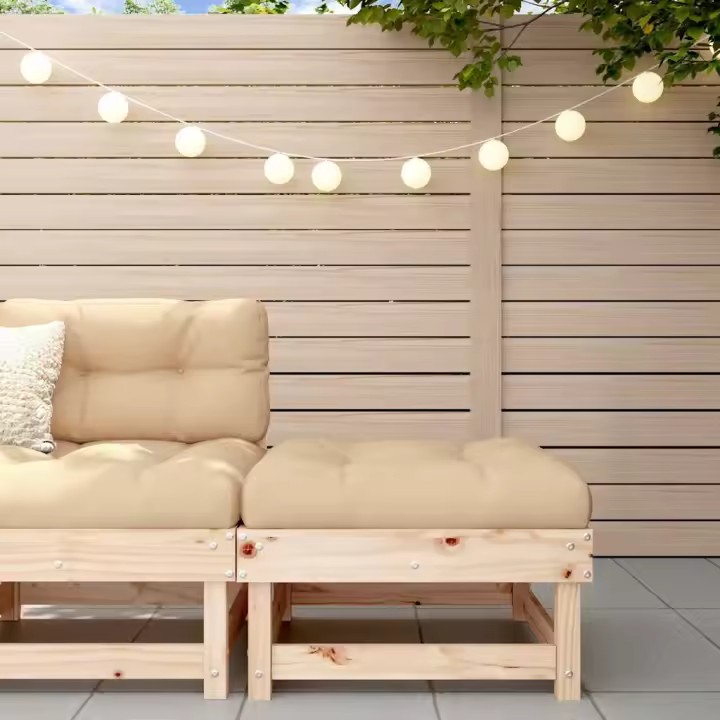 Taburete de jardín con cojín madera maciza de pino - 1