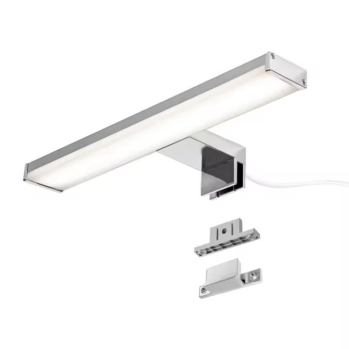 ALPINALUZ  Aplique de pared LED 8W 30 cm IP44 para baño, espejo y mueble,slim, aluminio cromado o negro con luz blanca neutra 4000K - 1