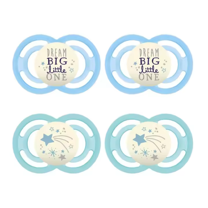 MAM Pack de 4 Chupetes Perfect Night 6+ Meses, Silicona,Brilla en la oscuridad, Autoesterilizable - 1