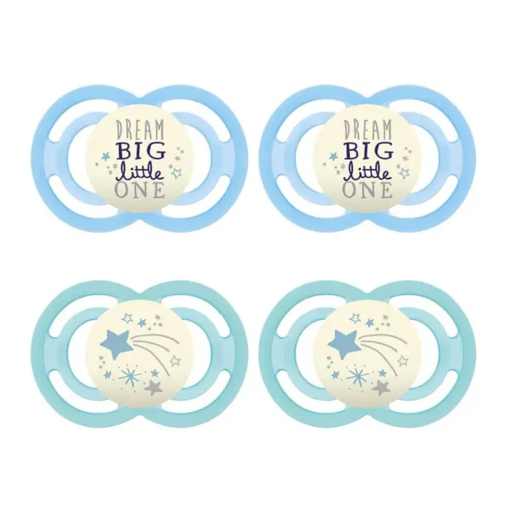 MAM Pack de 4 Chupetes Perfect Night 6+ Meses, Silicona,Brilla en la oscuridad, Autoesterilizable - 1