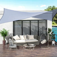 Outsunny Toldo Vela de Sombra Rectangular 4x3 m Toldo de Terraza Protección Rayos UV con Bolsa de Transporte Anillo de Acero Inoxidable y Cuerdas para Jardín Patio Gris - details 1