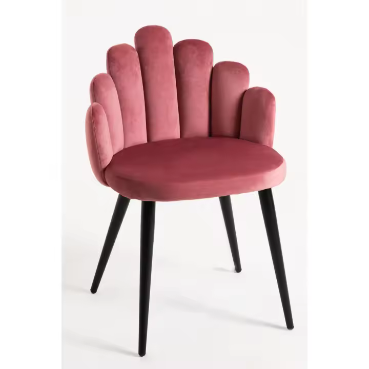 Silla Hand Terciopelo Patas Negras - Rosa - 1