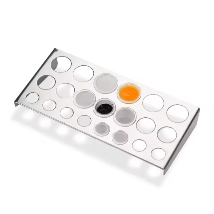 Soporte Para Tinta De Tatuaje Con 21 Orificios Accesorio De Maquillaje Color Aleatorio Herramienta De Tatuaje Contenedor De Pigmento Acero Inoxidable - 1