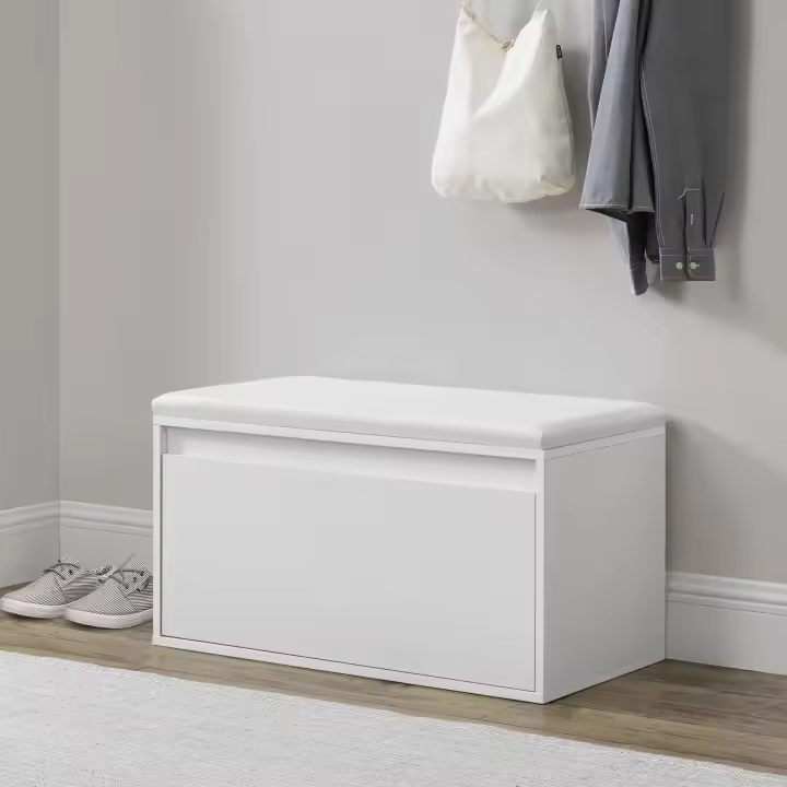 Banco zapatero Degerfors con cajón 80x39x45 cm - Blanco [en.casa] - 1