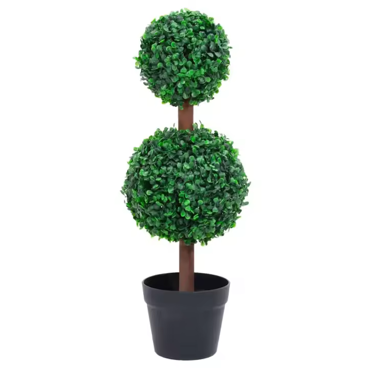 vidaXL Planta de Boj Artificial con Macetero Verde Árbol Topiario Adorno Dimensiones 15 x 50 cm,  16 x 60 cm,  17.5 x 90 cm y mas - 1