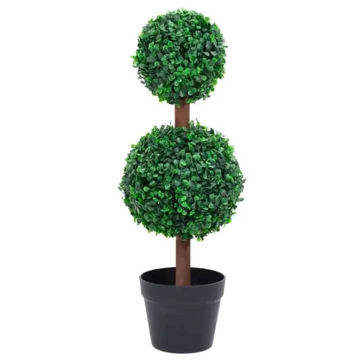 vidaXL Planta de Boj Artificial con Macetero Verde Árbol Topiario Adorno Dimensiones 15 x 50 cm,  16 x 60 cm,  17.5 x 90 cm y mas - 1