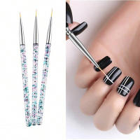Set De 3 Brochas Para Arte De Uñas Con Estampado Francés 3Pcs Línea De Dibujos 3D Para Gel UV Uso DIY Herramientas De Manicura - details 1