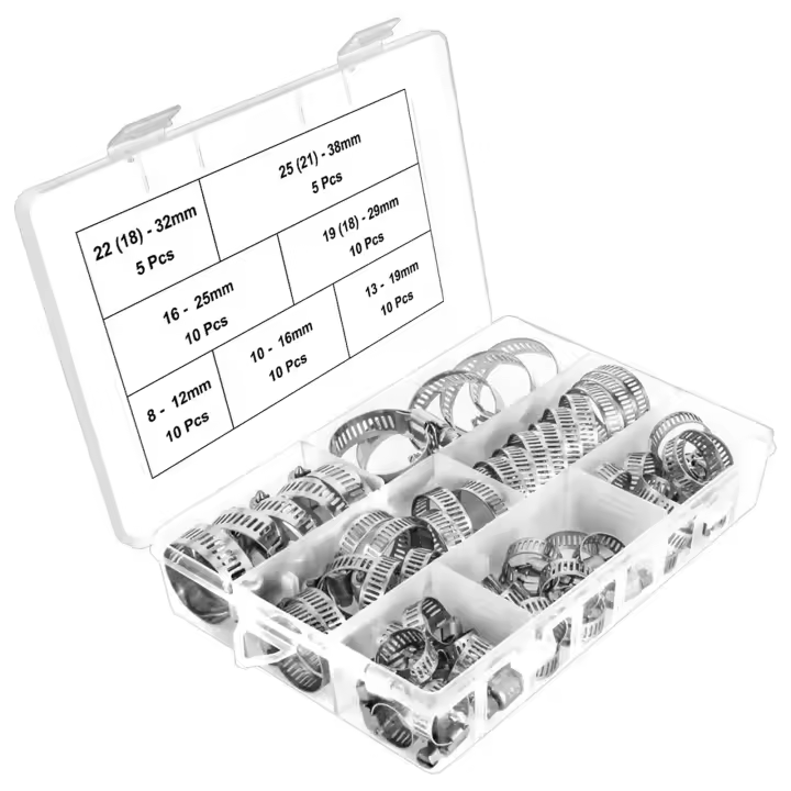 Kit De 20/60 Piezas De Tornillos De Tubo Ajustables En Acero Inoxidable Para Fontanería Swivel Metal Fuel Hose Clamp 1/4''-1-1/2'' (6-38mm) - 1