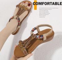 Mujer Sandalias Planas Verano Bohemio Sandalias de Playa Punta Abierta Clip Toe Pisos Cómode Casual Zapatos 36-42 EU - details 2
