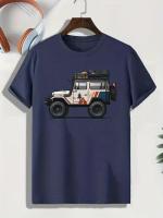 Camiseta De Verano Para Hombre Con Estampado De Coche - Cómoda Y Transpirable Para Salidas Casuales Y Vacaciones En El Resort - details 8