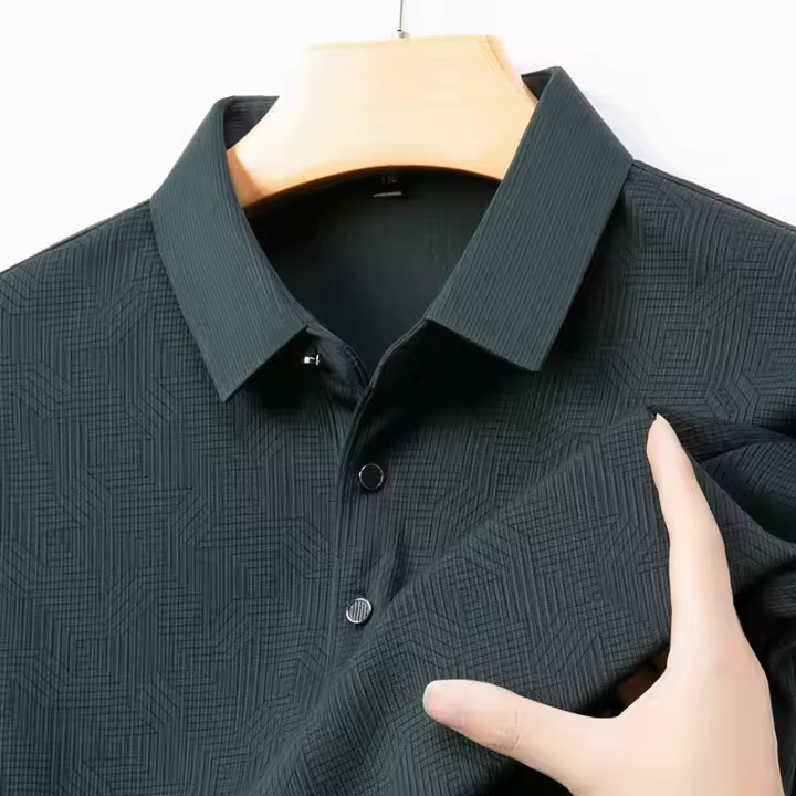 Camisa Polo Para Hombre Casual Larga Con Insignia De Color Sólido Moda Transpirable Cómoda Versátil Top Para Negocios - 1