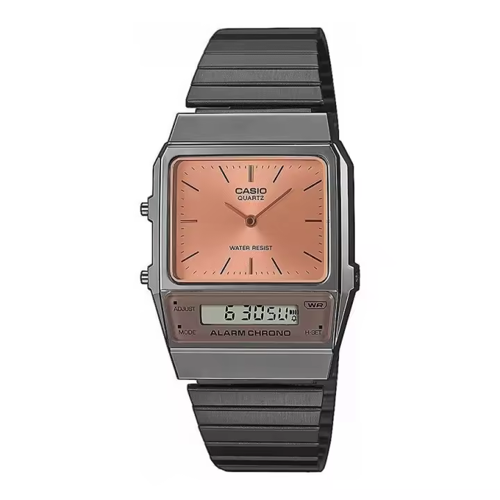 ​reloj unisex vintage digital analógico Casio AQ-800ECGG-4A Alarma cronógrafo correa de acero - 1