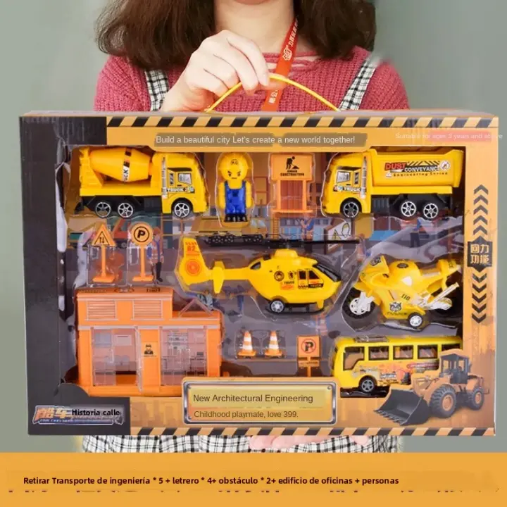 Juego De Modelos De Camiones De Incendio Y Coches Para Niños Kit De Juguete De Ingeniería Con Avión Y Tren Excavadora Regalo Para Niños - 1