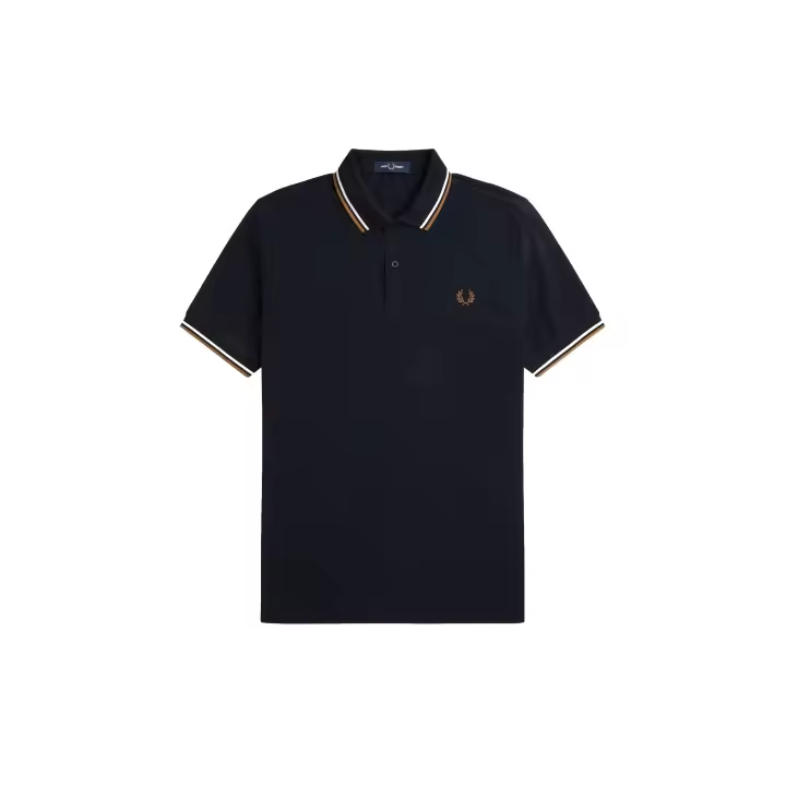 Fred Perry Slim Fit Twin Tipped Polo Navy / Snow White / Shaded Stone - 1
