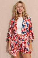 KIMONO CORTO ESTAMPADO FLOR ACALIA - Kimono, Chaqueta Abierta, Estampado Flores, Rayón, Primavera Verano para Mujer - details 0