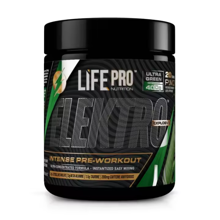 LIFE PRO NUTRITION ELEKTRO NEW 400G - Potente Preentreno en Sabores - Aumenta tu Rendimiento y Retrasa la Aparicion de fatiga - 1