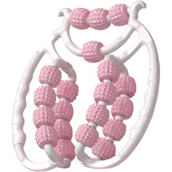 Rodillo masajeador de piernas de 20 ruedas para tejido profundo, ideal para aliviar y relajar el dolor muscular de codo de tenista, brazos y piernas (rosa) - 1
