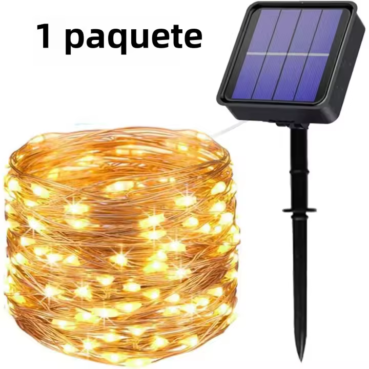 2 Pack Luces Solares De Hadas 300 LED Cadena De Luces Solar Al Aire Libre Impermeable 8 Modos Hilo De Cobre Twinkle Luz - 1