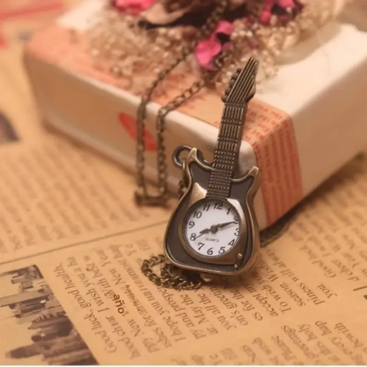 Reloj De Bolsillo Cuarzo Steampunk Con Modelo De Guitarra Y Trompeta Collar Pendiente Regalo Para Hombres Mujeres Y Niños - 1