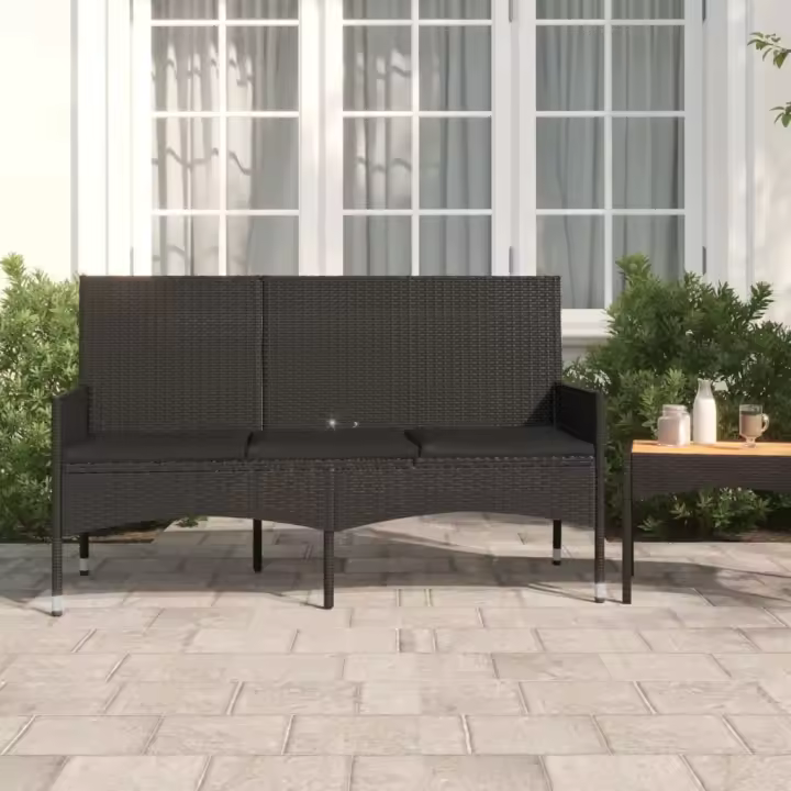 Banco de jardín VidaXL 3 plazas con cojines 85x140x51 cm - 1