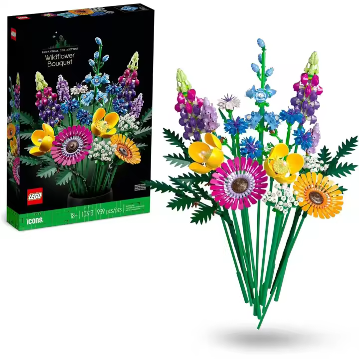 LEGO Botanical Ramo de Flores Silvestres Artificiales, Manualidades y Maquetas para Construir para Adultos, Decoración para Hogar y Salón, Regalo para Mujeres y Hombres, Detalle de San Valentín 10313 - 1