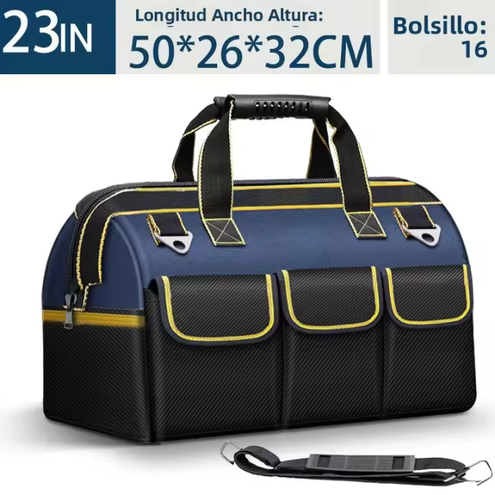 Bolsa De Herramientas Multifuncional De 23 Pulgadas Capacidad Grande Resistente Al Agua Y Al Desgaste Con Múltiples Bolsillos Para Electricistas - 1