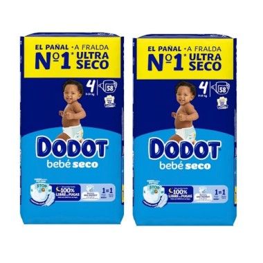 Pañales Dodot Bebé-Seco Talla 4. Pack Ahorro 116 und