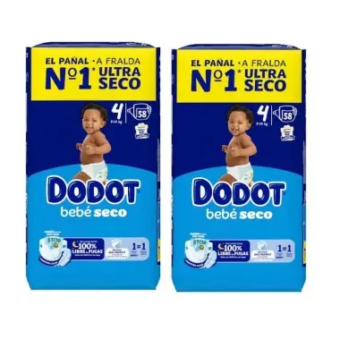 Dodot Bebé-Seco Talla 4 (9-14 kg) Pack Ahorro 116 Pañales – Sequedad Duradera y Protección Anti Fugas - 1