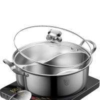 Olla con tapa de vidrio Almalux® con separación doble, acero inoxidable, Cocina dos platos diferentes al mismo tiempo – para cocina de inducción, gas, etc - details 0