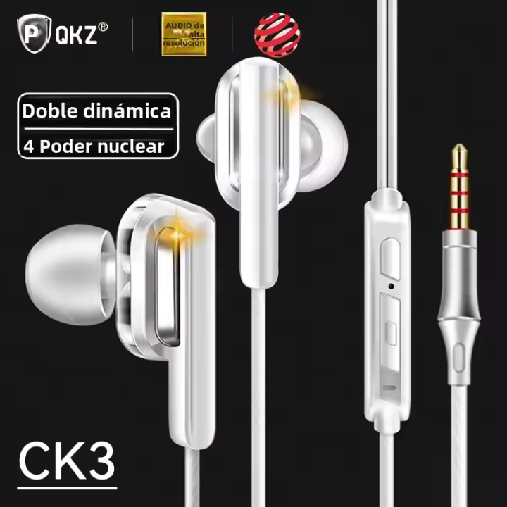 Auriculares Inalámbricos QKZ CK3 Dual Dynamic 4 Con Micrófono Y Altavoz Potente Para Deporte Y Juego Resistente Al Agua Y Con Cancelación De Ruido - 1