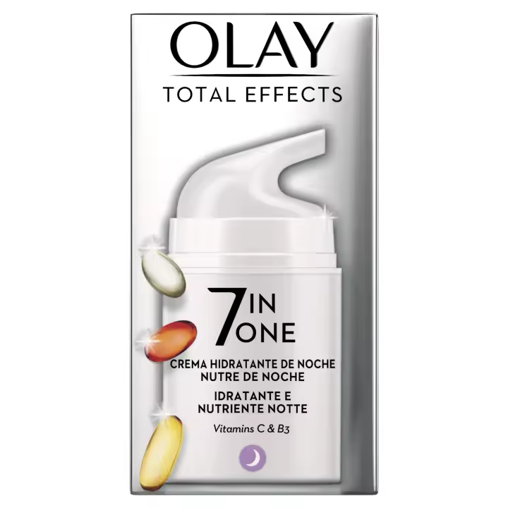 Olay Total Effects 7en1 Hidratante Multibeneficios Anti-Edad De Noche, Con Niacinamida, Vitamina C, E Y Pro-Vitamina B5, Combate Los 7 Signos De La Edad, Nutre Y Protege Tu Piel, 50 ml - 1