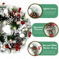 Corona Puerta Navidad, PiñOnes,Bayas Rojas Corona NaviñA Iluminada, Decoración NavideñA Puerta, Corona NavideñA, Adornos NavideñOs, Decoración para Adviento y Navidad - details 1