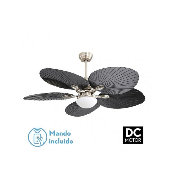 Fabrilamp - Ventilador Dc Chaw 24w 2950lm Niquel/negro 5asp.6vel.132d C/remoto, Memoria Y Temp.3000-4000-6000k — oferta en Miravia