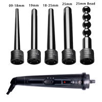 Rizador De Pelo Creativo 5 En 1 Intercambiable Con Calentamiento Rápido Set De Rizadores Tourmaline Cerámica Para Secado Y Baño Electrónico Dual Voltaje 100-240V Rizador De Pelo Digital Con Control De Temperatura - details 2