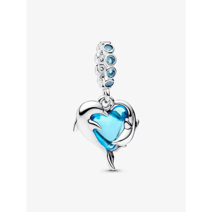 Pandora - Charm de Delfín de cristal de Murano Azul-Verano oceánico-Novedadad - 1