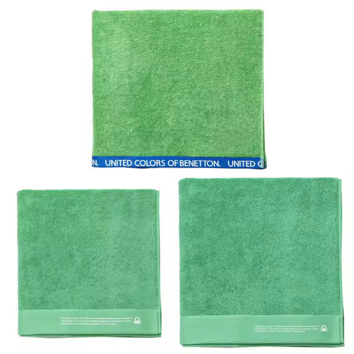Juego de 3 toallas 70x140 + 90x150 + 90x160cm algodón orgánico 450gsm verde benetton - 1