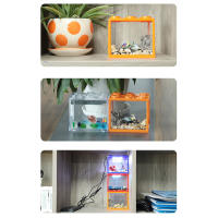 Acuario Mini Para Peces Y Reptiles Con Luz LED Caja Pila De Acuarios Cilíndricos Decoración De Paisaje De Algas Para El Hogar Y La Oficina - details 6