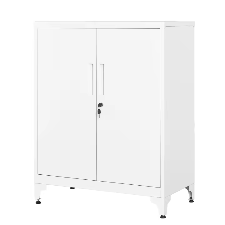 SONGMICS Archivador de Oficina, Armario Multifuncional, Armario de Oficina de 2 Puertas, con Cerradura, Armario de Almacenamiento de Acero, para Oficina, Sala de Estar, Blanco Mate - 1