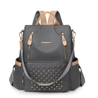 Mochila escolar para estudiantes con forma de diamante de gran capacidad, moderna, sencilla, informal y versátil, mochila para mujer con incrustaciones de remaches. - details 1