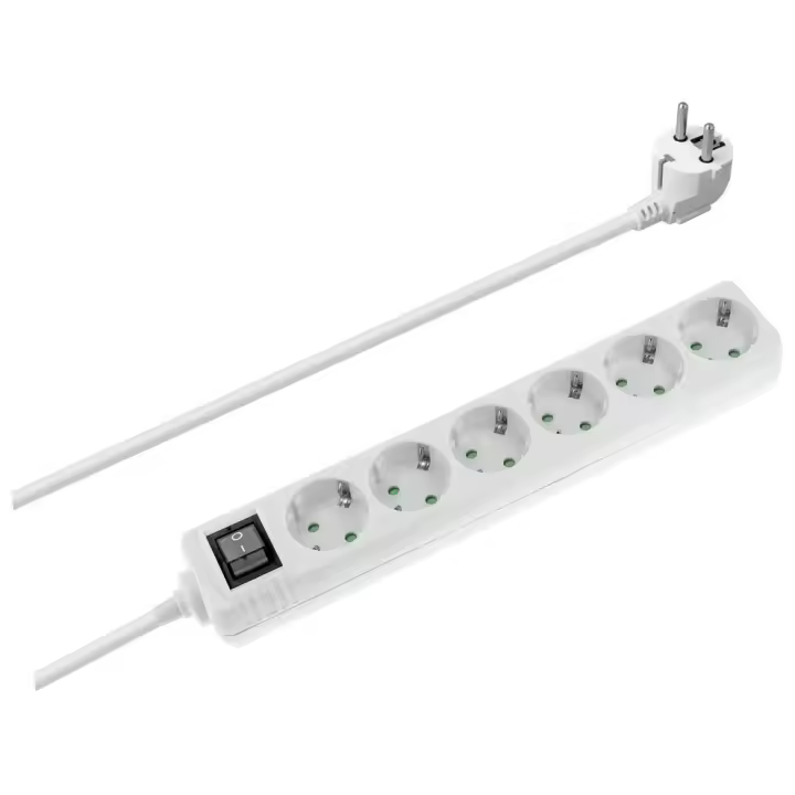 Regleta de red Schuko con interruptor 1E:6S - 1