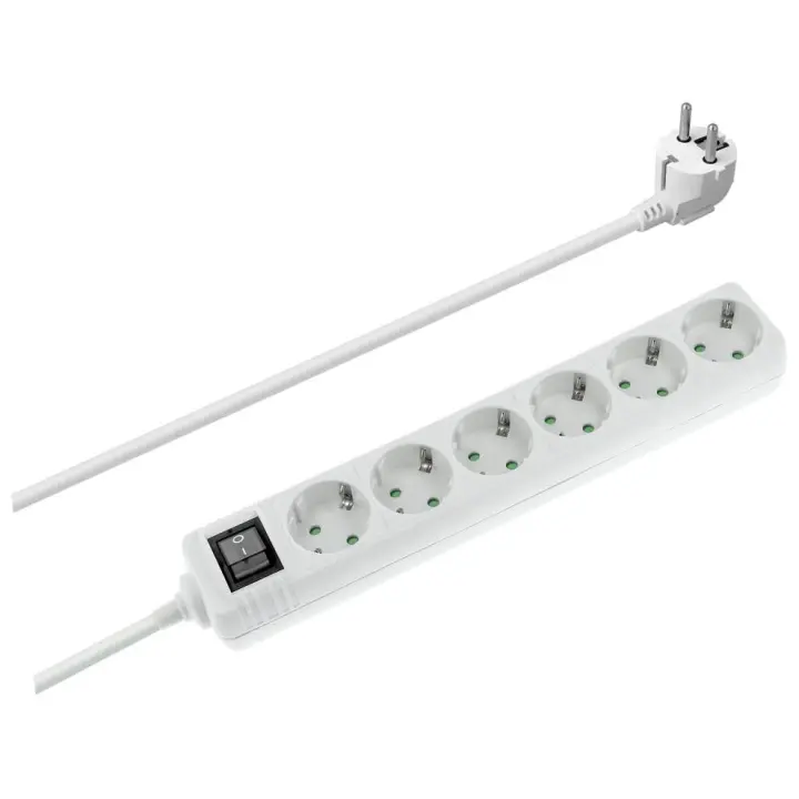 Regleta de red Schuko con interruptor 1E:6S - 1